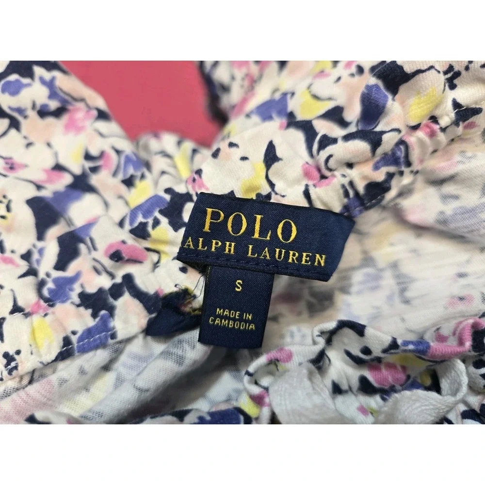 Polo RALPH LAUREN‎ Womens SMALL Lounge PANTS Navy Floral Drawstring CAPRIS